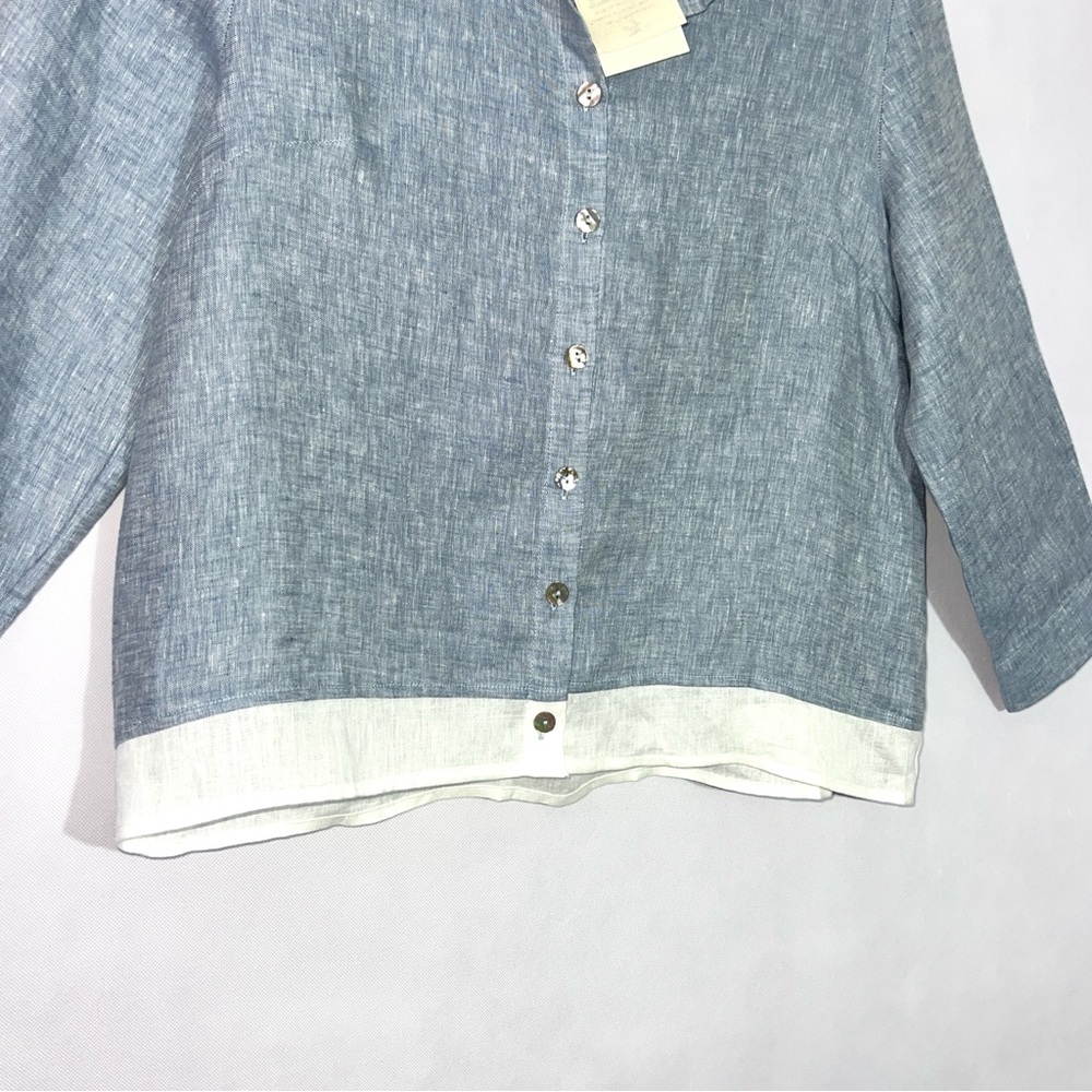 Women's Light Blue Button-Down Collared Shirt - Casual Relaxed Fit - Picture 7 of 16